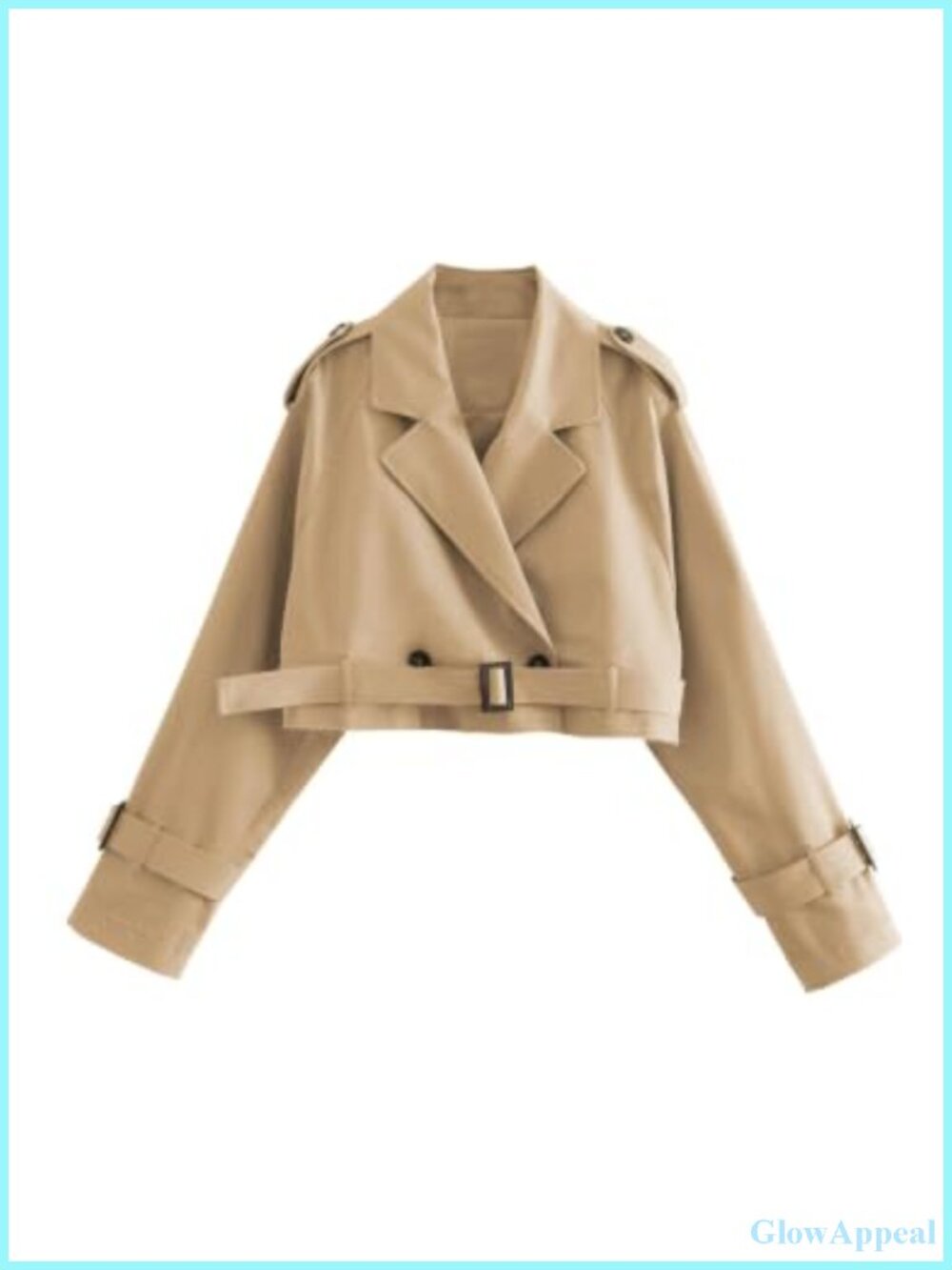 Cropped Trench Coat Women's Casual Double Breasted Short Jacket